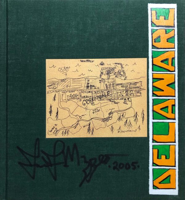A book cover with some drawings of the delaware area.