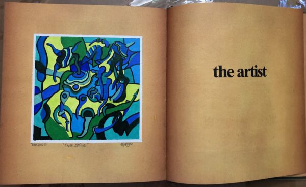 A book with an abstract painting on the cover.