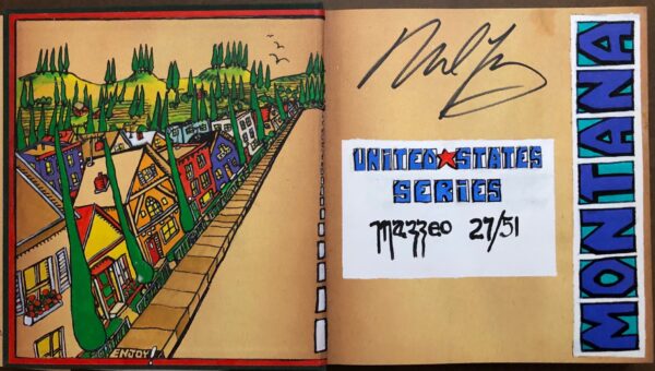 A book with a drawing of a city and the words united states series.