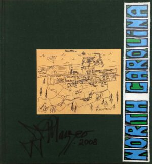 A book cover with a drawing of the state of north carolina.